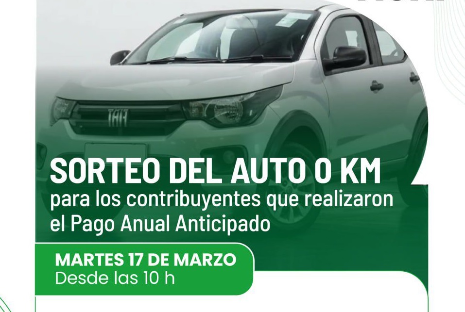  Hoy 17 de marzo se sorteará el auto 0 km para los buenos contribuyentes  