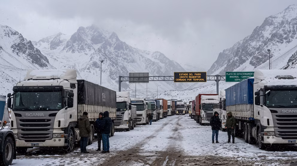 Temporal histórico en la cordillera: preparan un operativo para liberar más de 1.500 camiones varados en el Paso Cristo Redentor